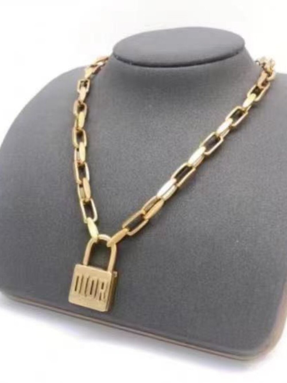 Dior Chunky Chain Padlock Necklace